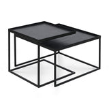 Tablett-Couchtisch Set - lackiertes Holz - schwarz - quadratisch - S/L - ohne Tabletts - ZEN ZONE