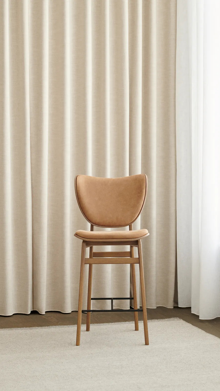 Tabouret de bar éléphant en chêne massif, non rembourré, 46×52×111 cm