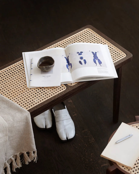 Sitzbank Le Roi aus Massivholz Esche und Rattan, 120×35×42 cm - ZEN ZONE Furniture