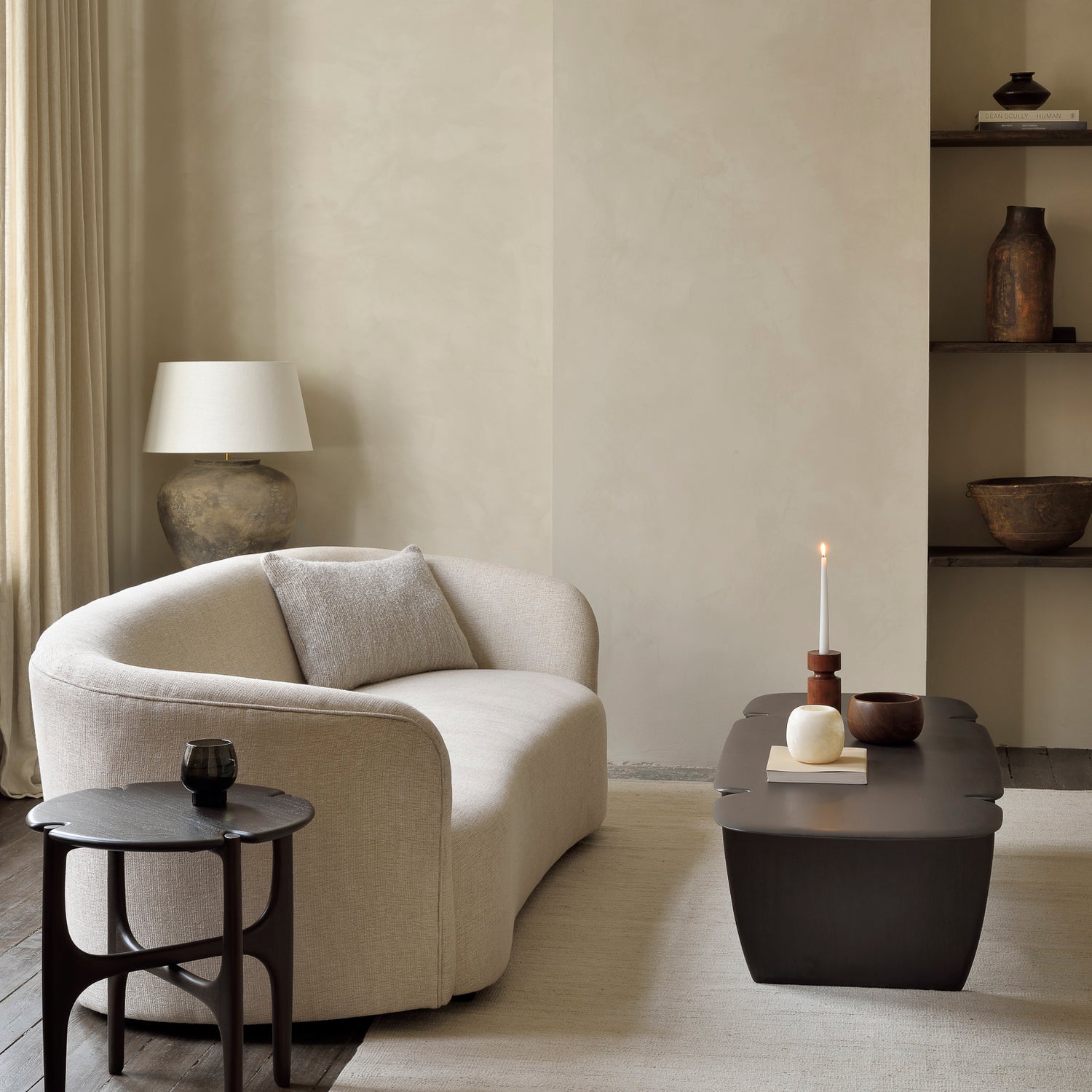 PI Beistelltisch - lackiertes Mahagoni - dunkelbraun - rund - 47 x 47 x 50 cm - ZEN ZONE Furniture