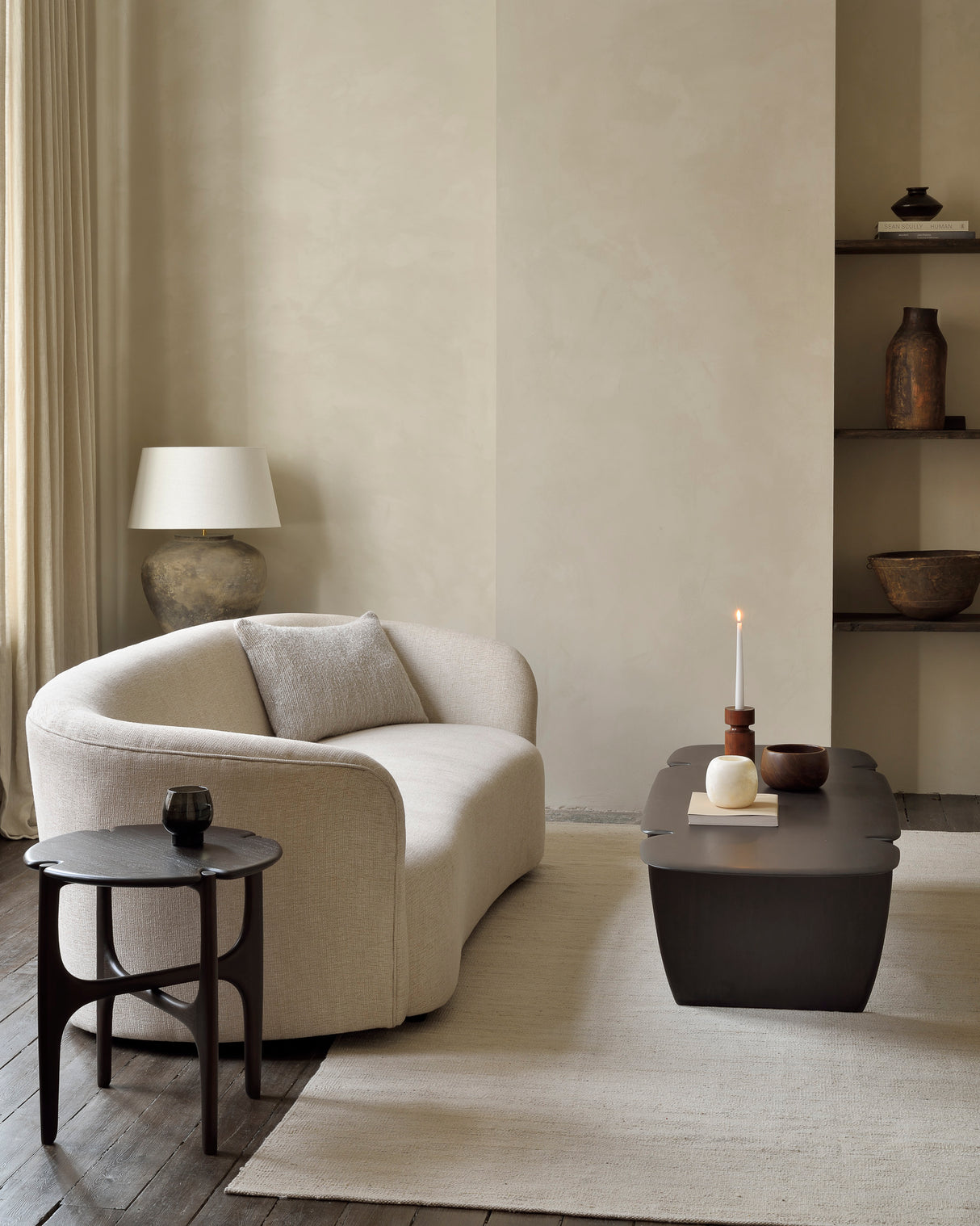 PI Beistelltisch - lackiertes Mahagoni - dunkelbraun - rund - 47 x 47 x 50 cm - ZEN ZONE Furniture