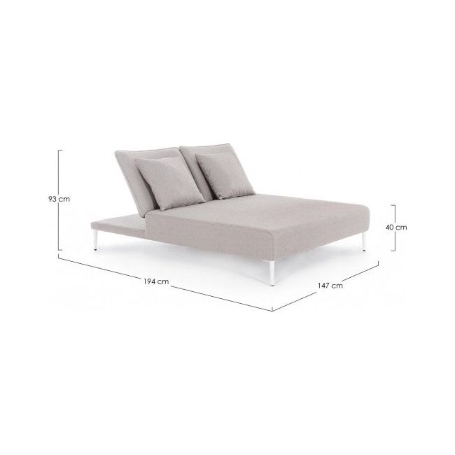 Gartenliege Doppel mit Kissen Viper Weiß QS20/Sand - ZEN ZONE