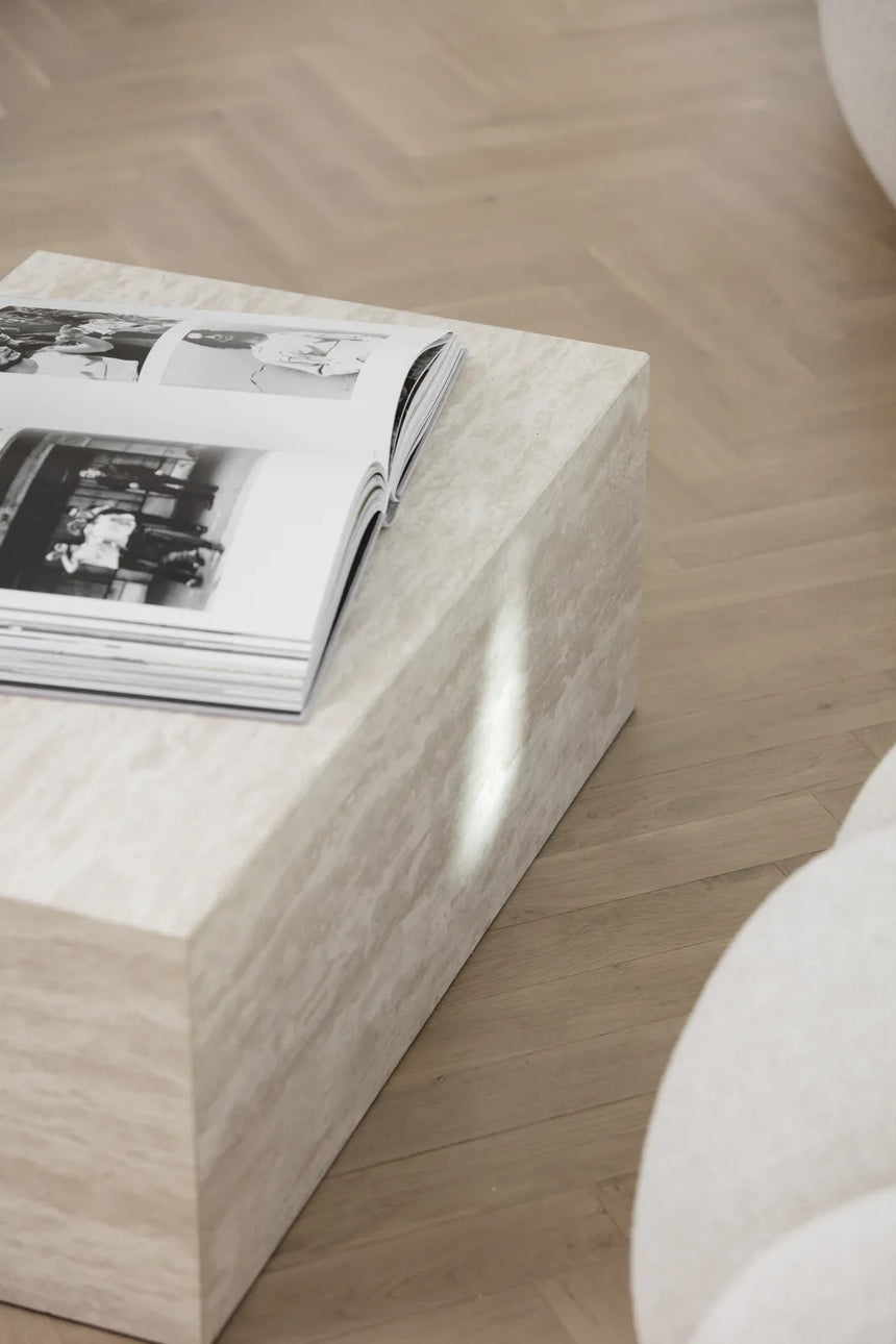 Cubism Couchtisch aus Travertin, Gross, 80x50x30 cm - ZEN ZONE Furniture