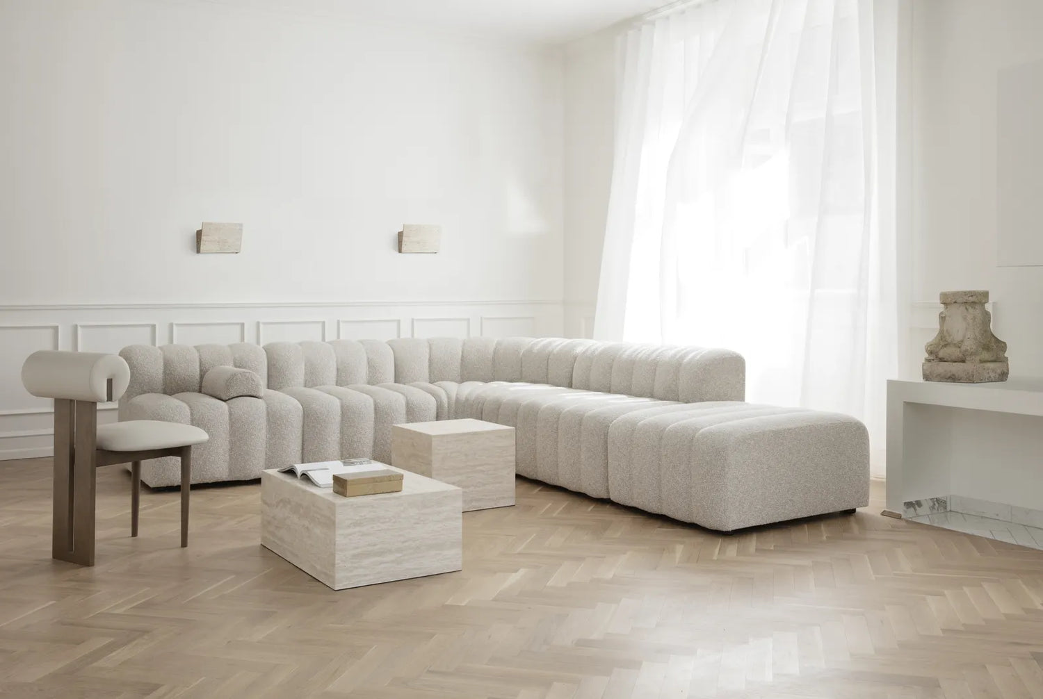 Cubism Couchtisch aus Travertin, Klein, 45x45x37 cm - ZEN ZONE Furniture