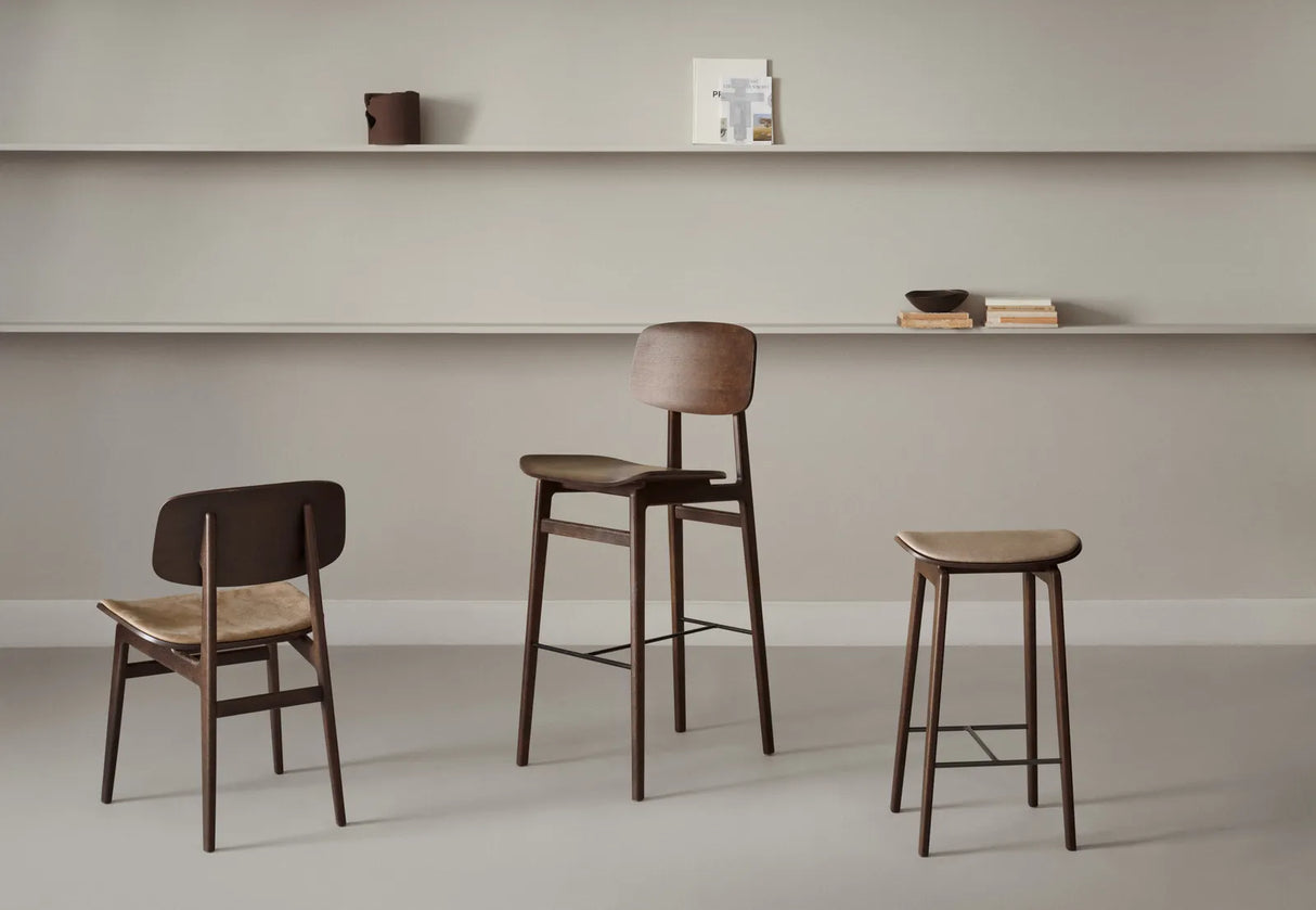 Tabouret de comptoir NY11 en chêne massif, non rembourré, 45,5 × 52 × 98 cm