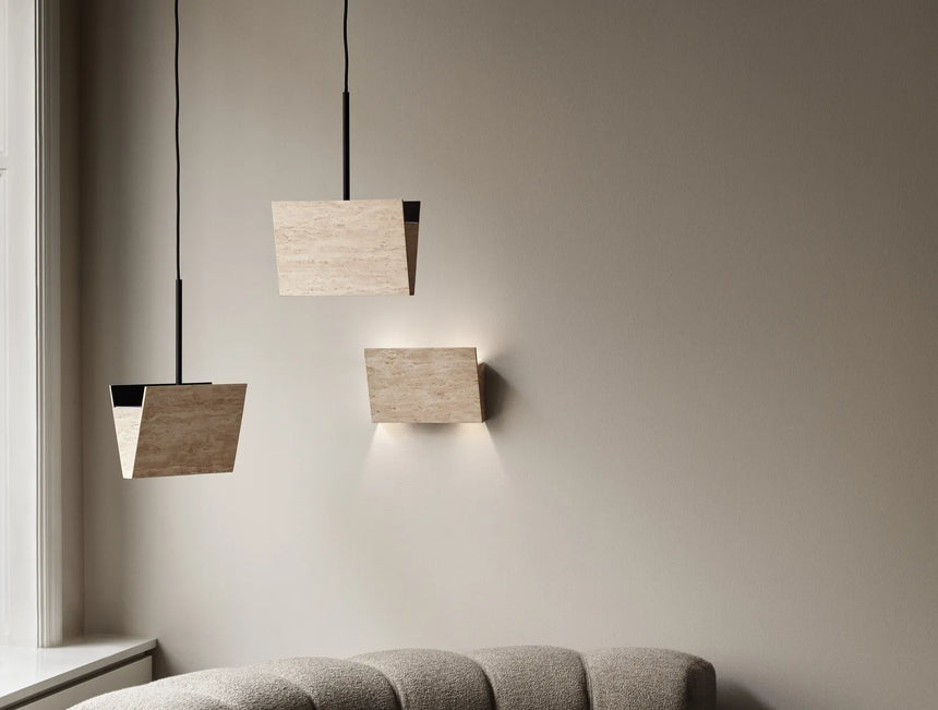 Deckenlampe Gallery aus Travertin in Natur, 28×11,5×19,5 cm - ZEN ZONE Furniture