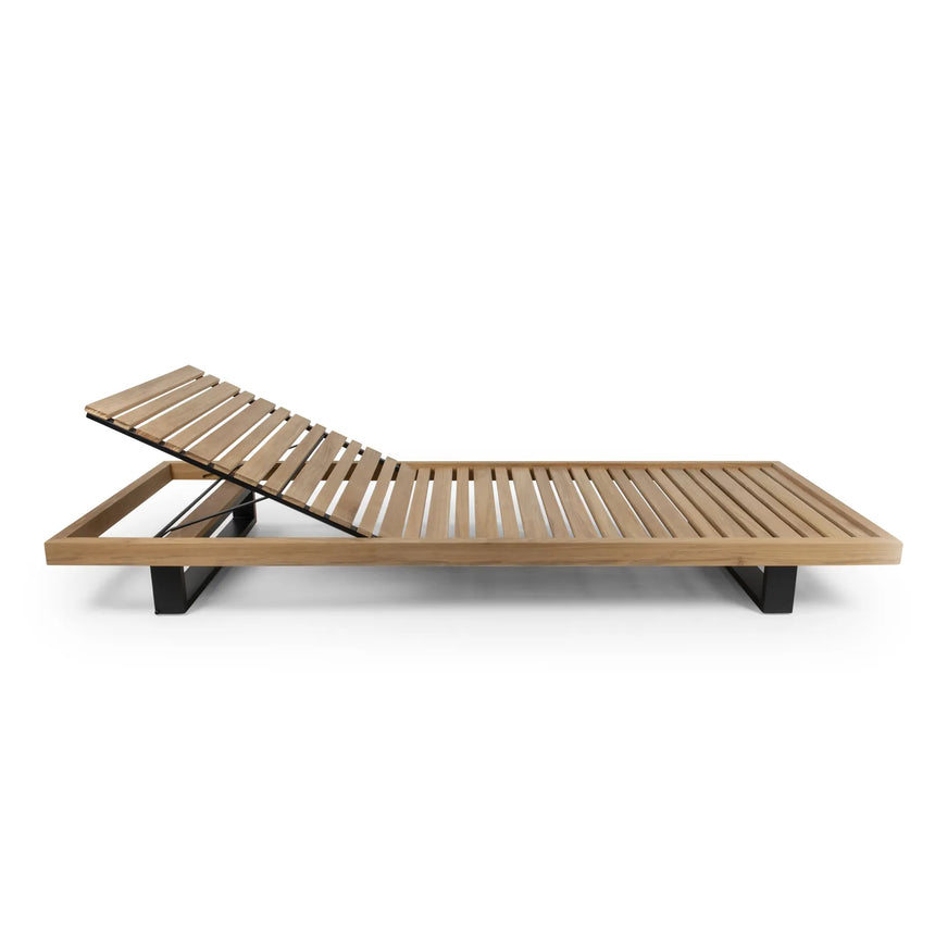 Sonnenliege Ravello aus Teak und schwarzem Aluminium, 85×225×22 cm - ZEN ZONE Furniture