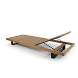 Sonnenliege Ravello aus Teak und schwarzem Aluminium, 85×225×22 cm - ZEN ZONE Furniture
