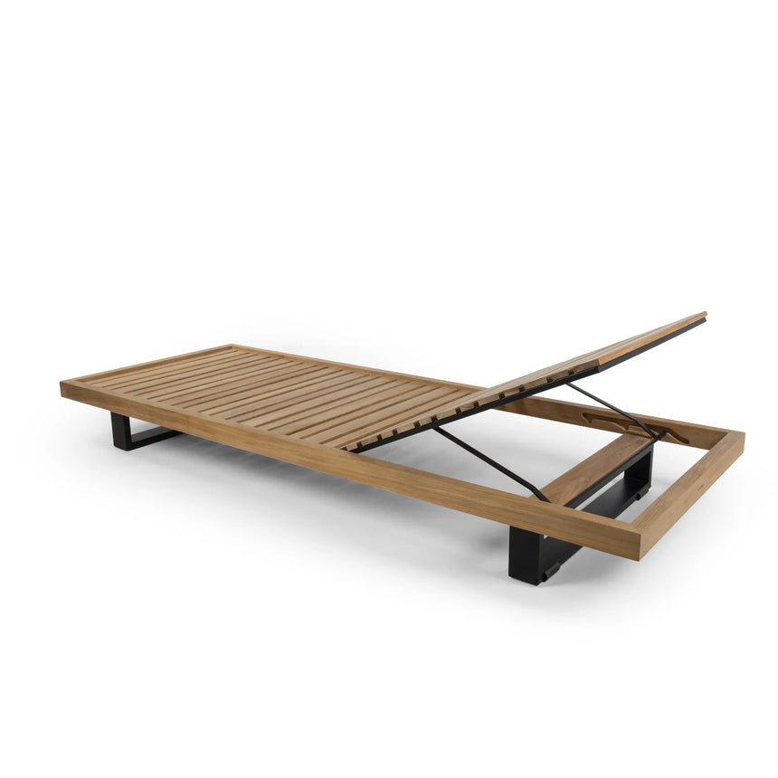 Sonnenliege Ravello aus Teak und schwarzem Aluminium, 85×225×22 cm - ZEN ZONE Furniture