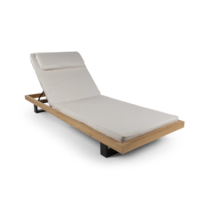 Sonnenliege Ravello aus Teak und schwarzem Aluminium, 85×225×22 cm - ZEN ZONE Furniture