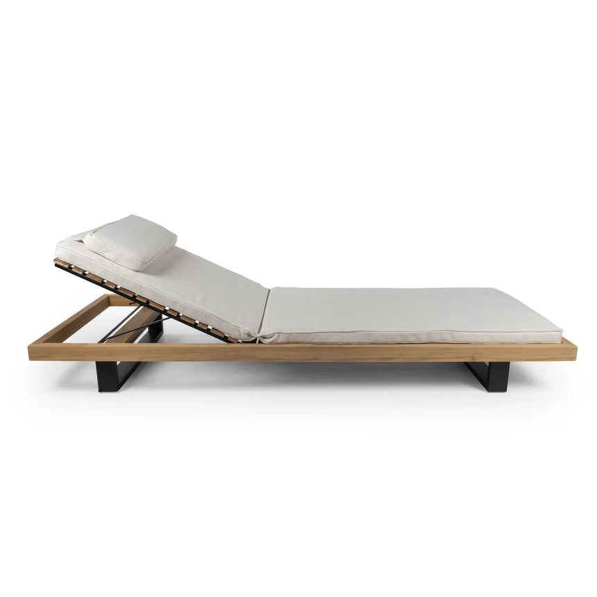Sonnenliege Ravello aus Teak und schwarzem Aluminium, 85×225×22 cm - ZEN ZONE Furniture