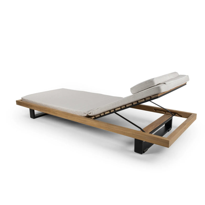 Sonnenliege Ravello aus Teak und schwarzem Aluminium, 85×225×22 cm - ZEN ZONE Furniture