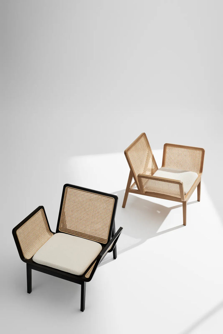 Sessel Le Roi aus Massivholz Esche und natürlichem Rattan, 84,5×76×72 cm - ZEN ZONE Furniture