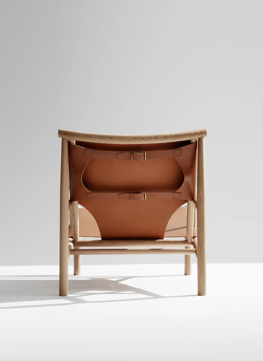 Sessel Samurai aus Massivholz Eiche und Sattelleder, 66×83×75 cm - ZEN ZONE Furniture