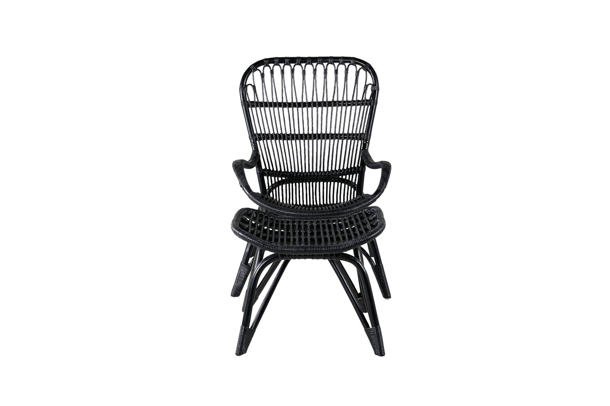 Ella Lounge Chair Schwarz Rattan / Offwhite Kissen
