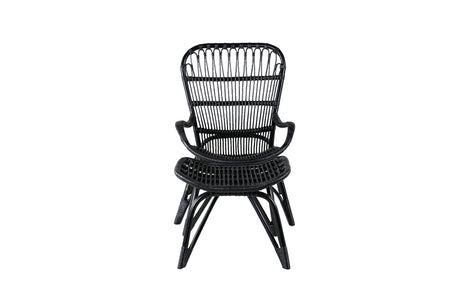 Ella Lounge Chair Schwarz Rattan / Offwhite Kissen - ZEN ZONE Furniture