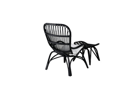 Ella Lounge Chair Schwarz Rattan / Offwhite Kissen - ZEN ZONE Furniture