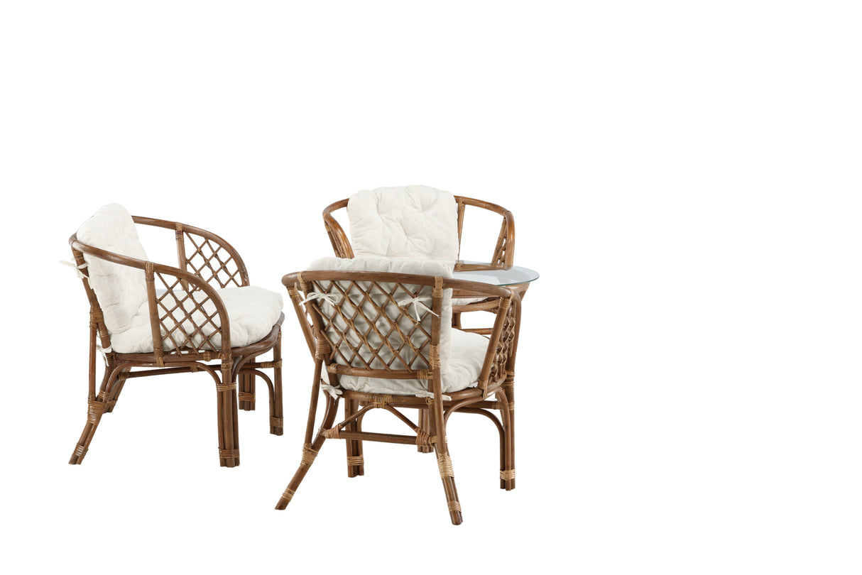 Wera Lounge Set Rattan / Offwhite Kissen
