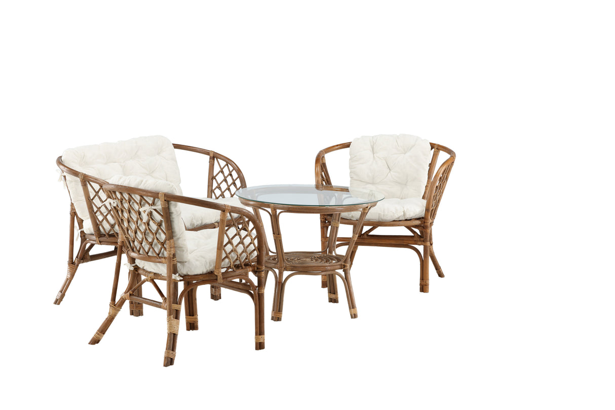 Wera Lounge Set Rattan / Offwhite Kissen