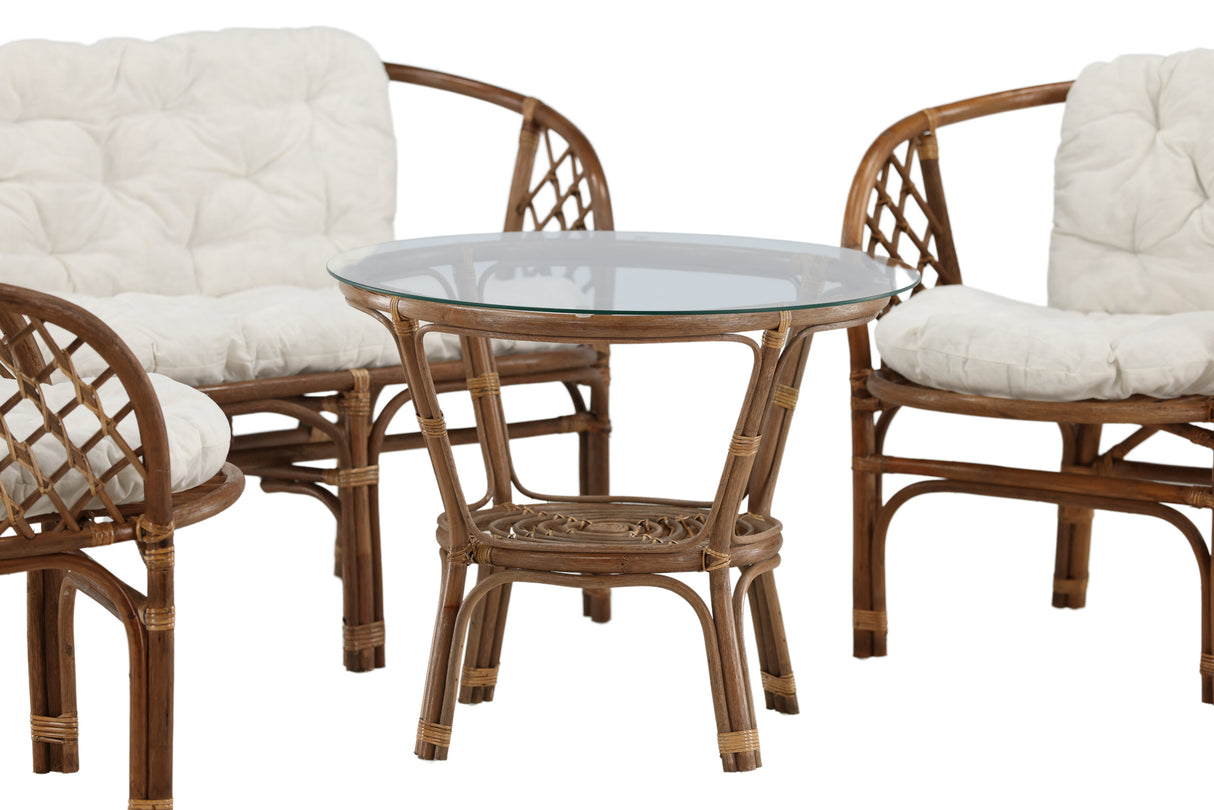 Wera Lounge Set Rattan / Offwhite Kissen