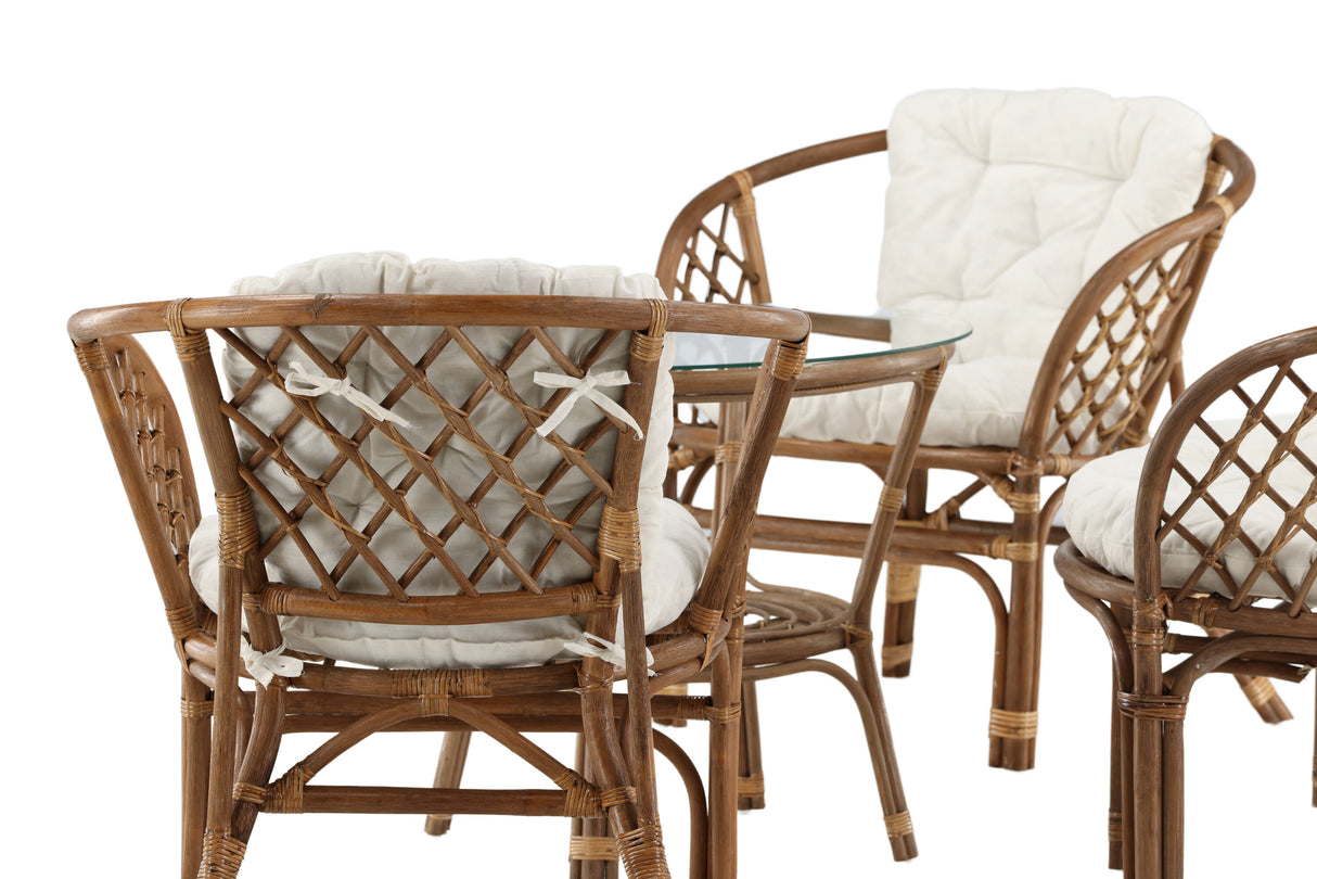 Wera Lounge Set Rattan / Offwhite Kissen