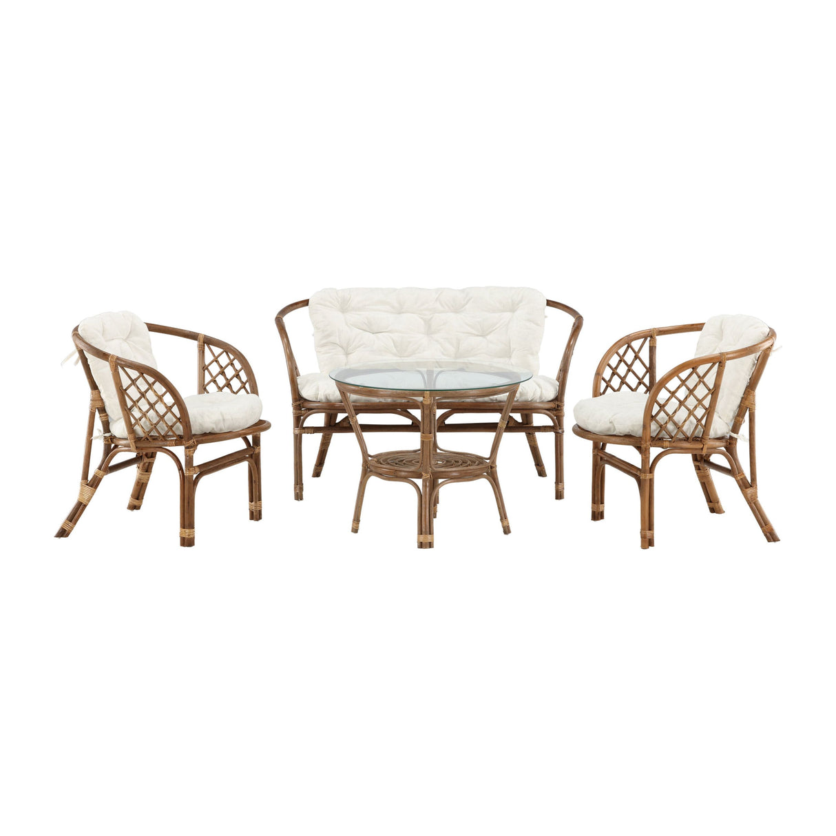 Wera Lounge Set Rattan / Offwhite Kissen