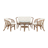 Wera Lounge Set Rattan / Offwhite Kissen
