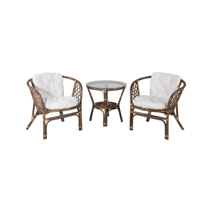 Wera Café Garnitur Rattan / Offwhite Kissen - ZEN ZONE Furniture
