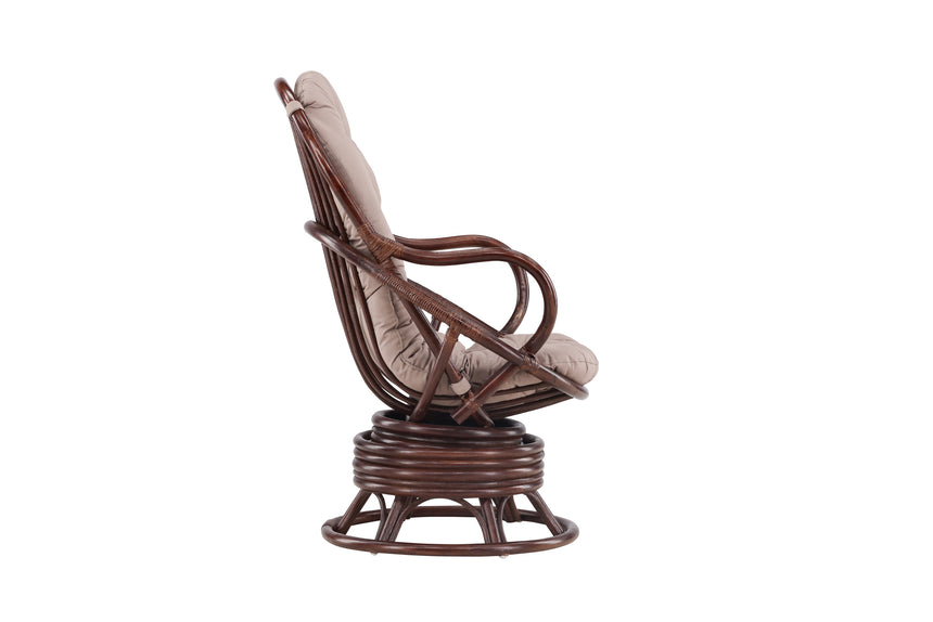 Swing Loungechair Rattan Walnuss dunkel / Beige - ZEN ZONE Furniture
