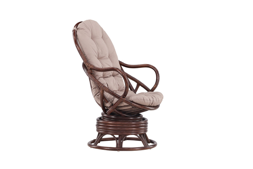 Swing Loungechair Rattan Walnuss dunkel / Beige - ZEN ZONE Furniture