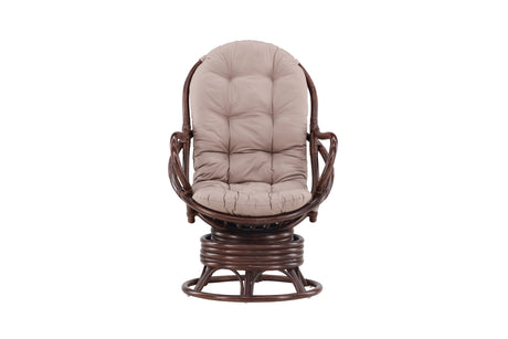 Swing Loungechair Rattan Walnuss dunkel / Beige - ZEN ZONE Furniture