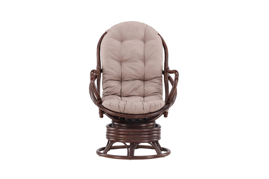 Swing Loungechair Rattan Walnuss dunkel / Beige - ZEN ZONE Furniture