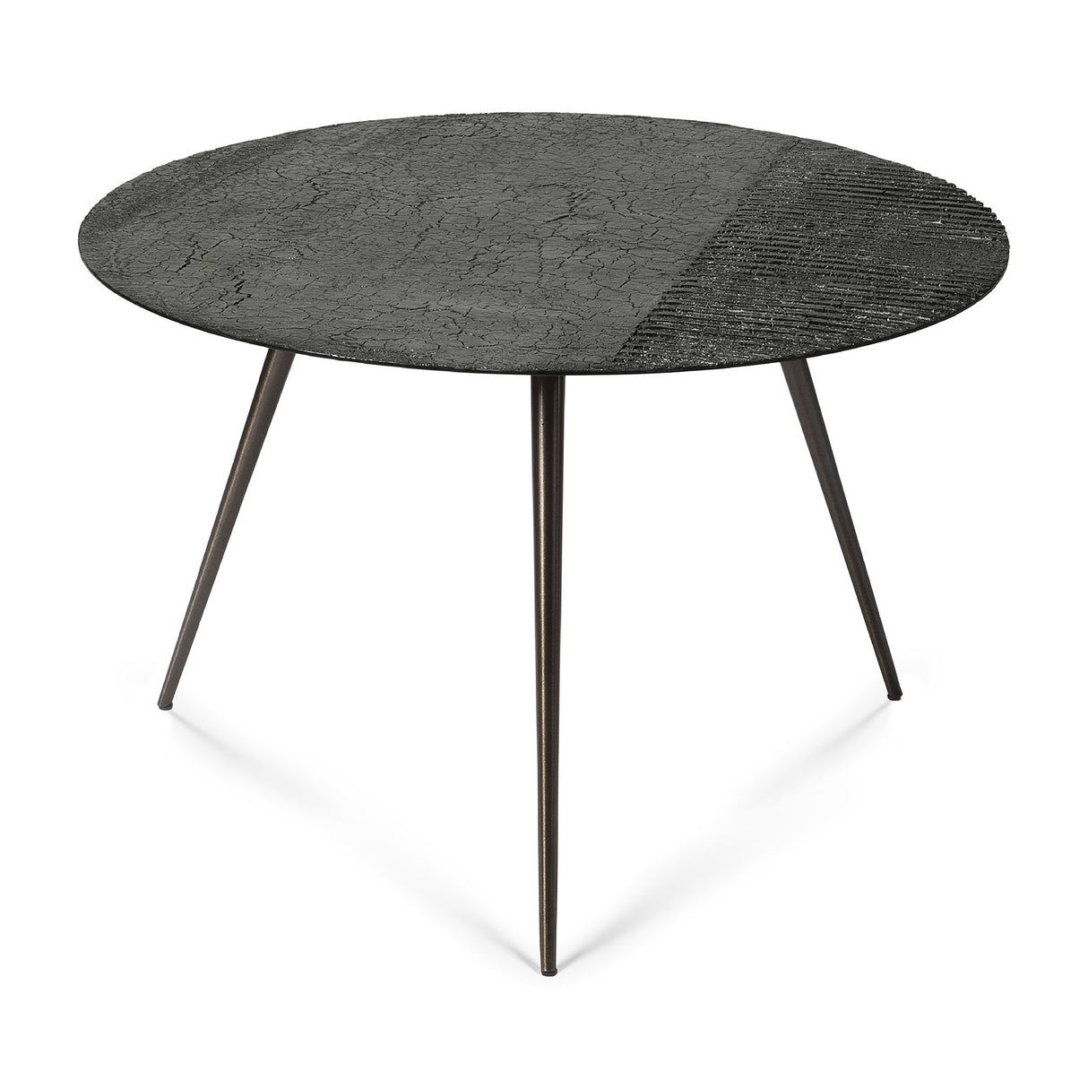 Luna Couchtisch - Mineralien - Schwarz - Lava linear - rund - ZEN ZONE