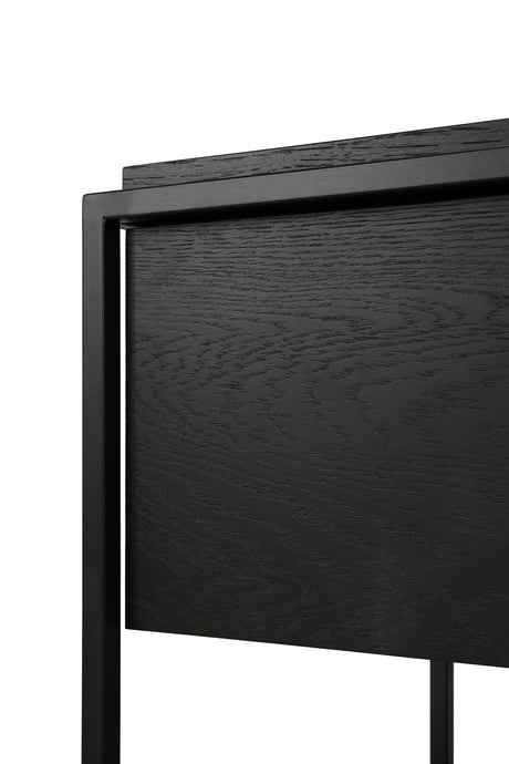 Monolit TV-Schrank - lackierte Eiche - schwarz - 1 Klapptür - 1 Schublade - 140 x 45 x 42 cm - ZEN ZONE Furniture