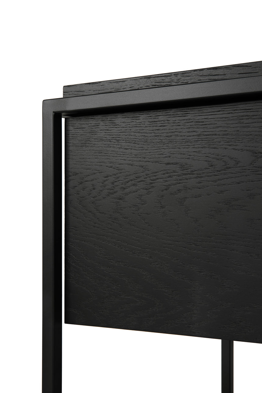 Monolit TV-Schrank - lackierte Eiche - schwarz - 1 Klapptür - 1 Schublade - 140 x 45 x 42 cm - ZEN ZONE Furniture