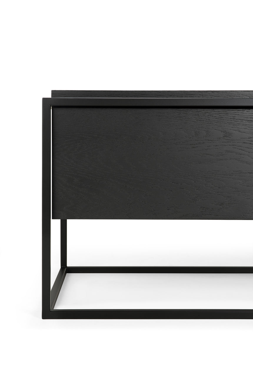 Monolit TV-Schrank - lackierte Eiche - schwarz - 1 Klapptür - 1 Schublade - 140 x 45 x 42 cm - ZEN ZONE Furniture