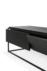 Monolit TV-Schrank - lackierte Eiche - schwarz - 1 Klapptür - 1 Schublade - 140 x 45 x 42 cm - ZEN ZONE Furniture