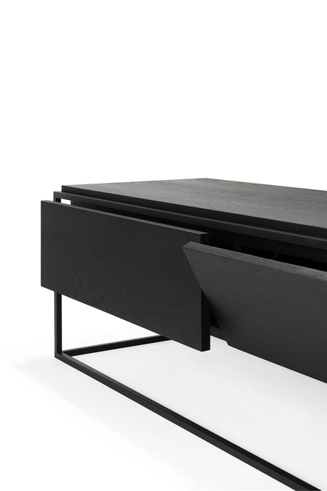 Monolit TV-Schrank - lackierte Eiche - schwarz - 1 Klapptür - 1 Schublade - 140 x 45 x 42 cm - ZEN ZONE Furniture