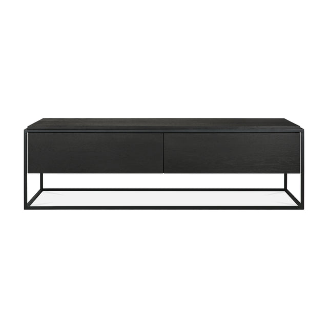 Monolit TV-Schrank - lackierte Eiche - schwarz - 1 Klapptür - 1 Schublade - 140 x 45 x 42 cm - ZEN ZONE Furniture