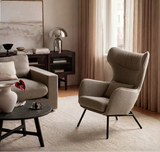 Armchair CALVERT made of durable beige fabric, Verona #173 medium beige, black, 78x89x108 cm
