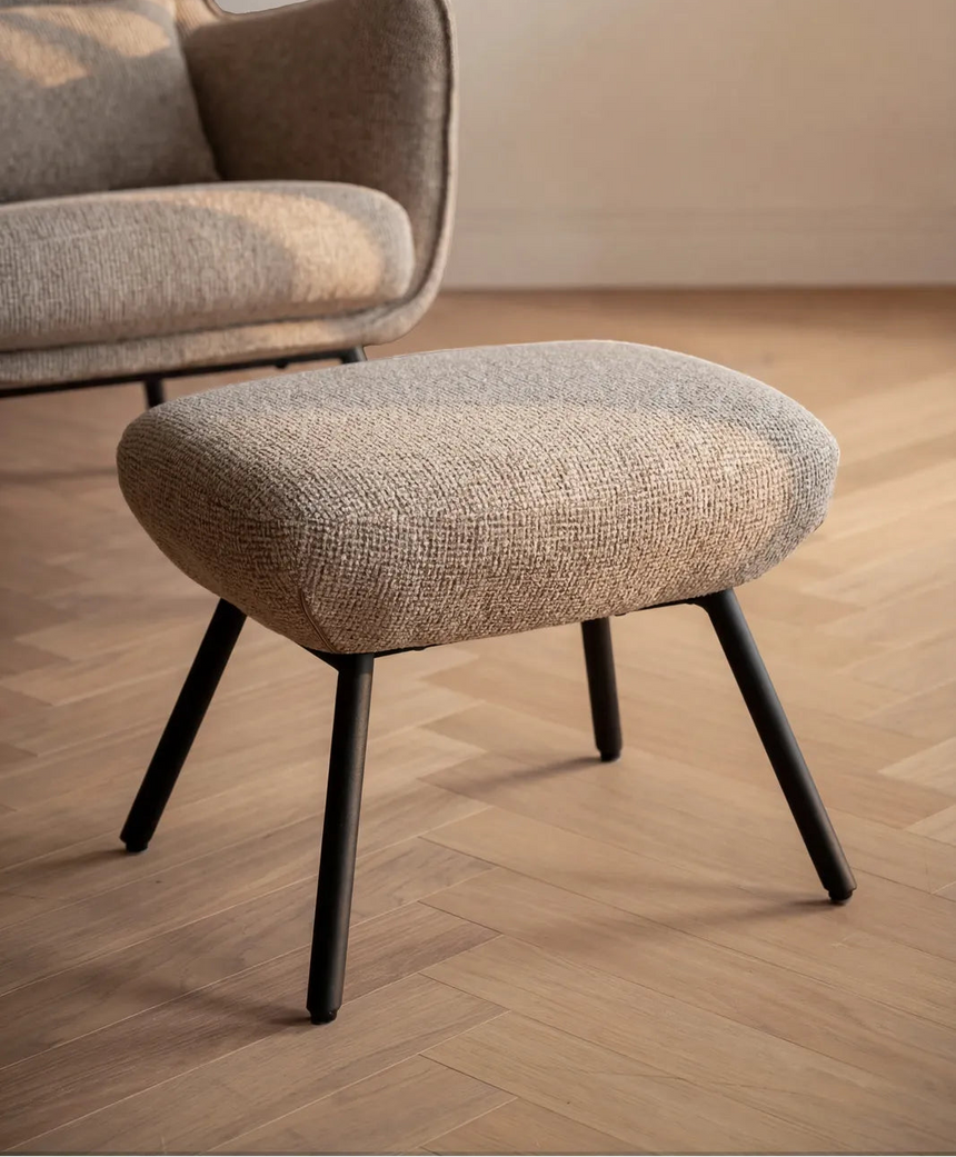 Armchair CALVERT made of durable beige fabric, Verona #173 medium beige, black, 78x89x108 cm