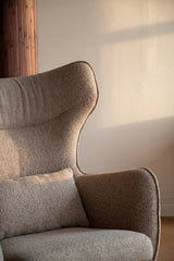 Armchair CALVERT made of durable beige fabric, Verona #173 medium beige, black, 78x89x108 cm
