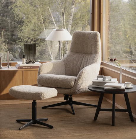 Sofasessel KERSEY, Lamb #05 light beige, dunkelbraun, 76x79x103 cm - ZEN ZONE Furniture