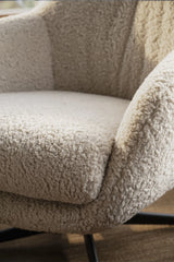 Sofasessel KERSEY, Lamb #05 light beige, dunkelbraun, 76x79x103 cm