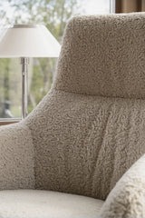 Sofasessel KERSEY, Lamb #05 light beige, dunkelbraun, 76x79x103 cm