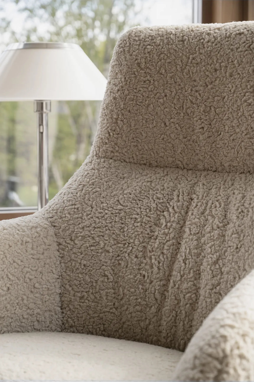 Sofasessel KERSEY, Lamb #05 light beige, dunkelbraun, 76x79x103 cm