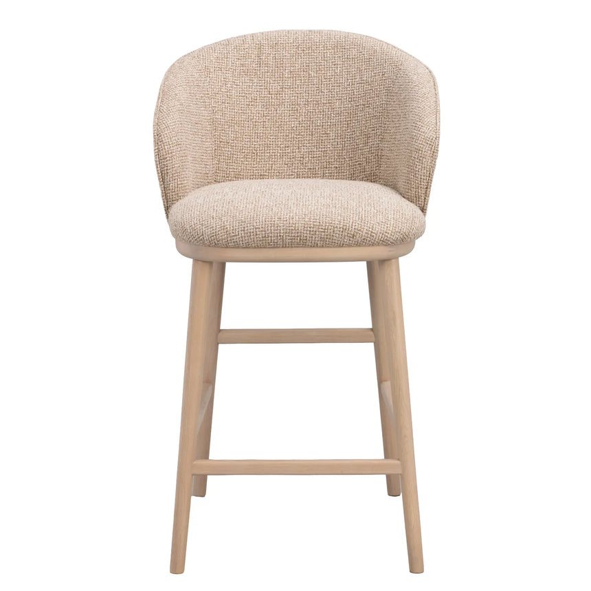 Judson bar stool, solid lacquered oak, Verona #173 medium beige, 50x55x90 cm