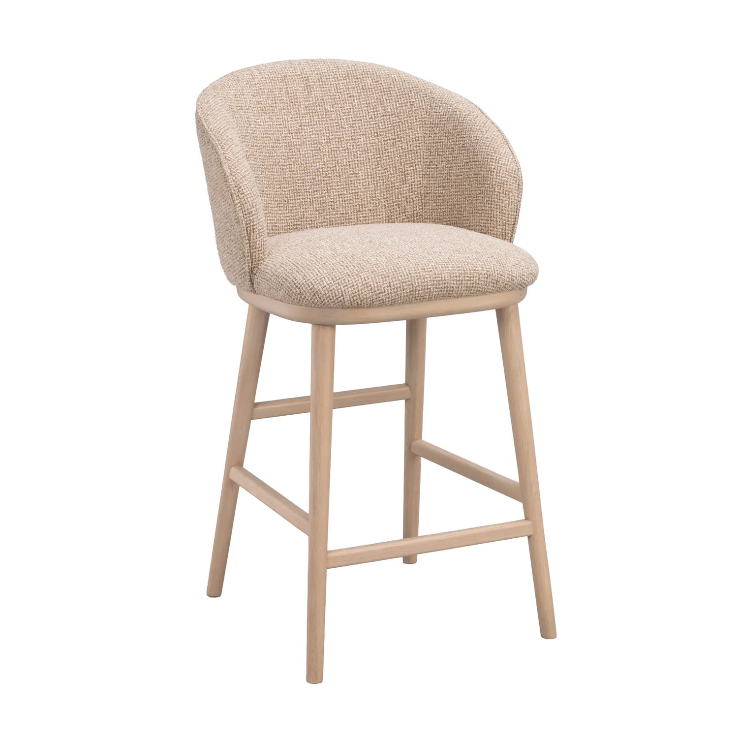 Judson bar stool, solid lacquered oak, Verona #173 medium beige, 50x55x90 cm