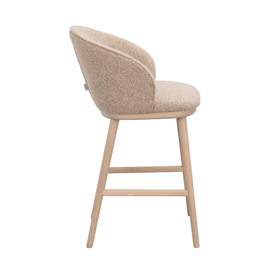 Judson bar stool, solid lacquered oak, Verona #173 medium beige, 50x55x90 cm
