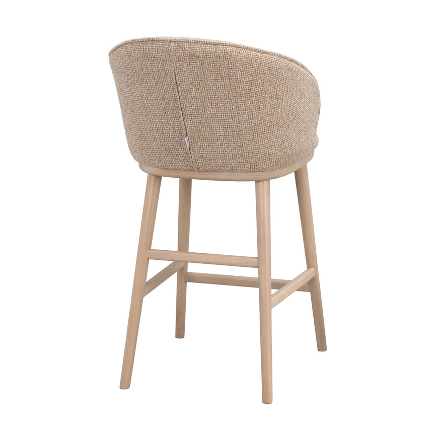 Judson bar stool, solid lacquered oak, Verona #173 medium beige, 50x55x90 cm
